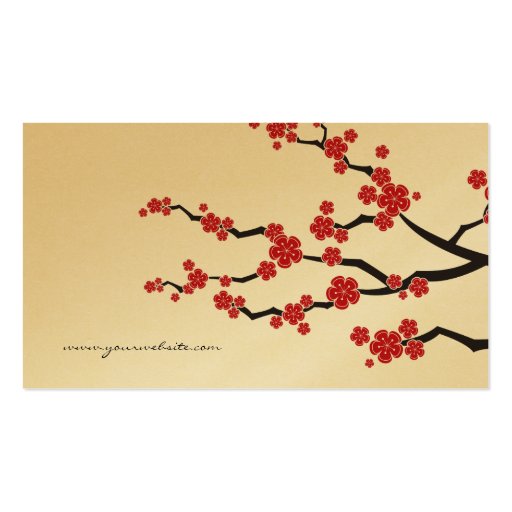Red Sakuras Oriental Zen Asian Cherry Blossoms Business Card Template (back side)