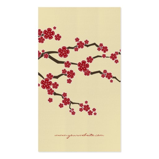 Red Sakuras Oriental  Zen Cherry Blossoms Business Card (back side)