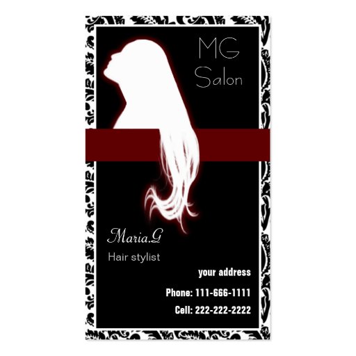 Red Salon businesscards and appointment Business Card (front side)