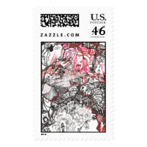 Red, Sanguine, Black with Calculus in the middle postage