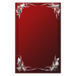 red satin flourish personalized stationery