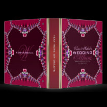 Red Satin Fuchsia Lace Wedding Album Binder binders