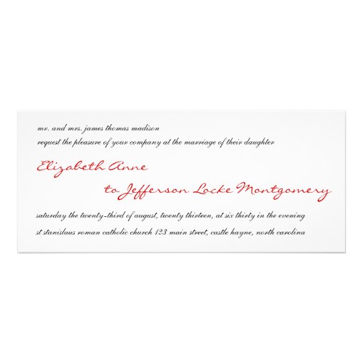 Red Satin & White Paisley Lace Wedding Invitation
