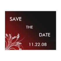 Red Save the Date Post Card