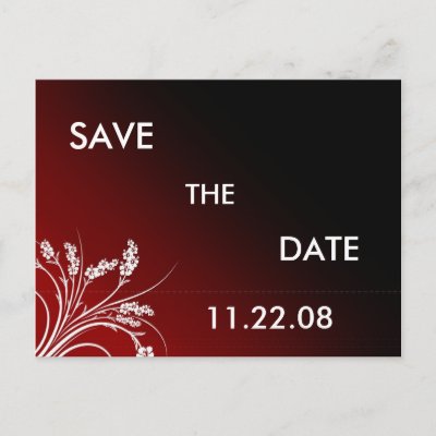 Red Save the Date Post Card