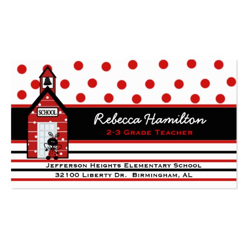 Red School House Teacher's Business Card (front side)
