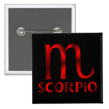 Red Scorpio Horoscope Symbol Button
