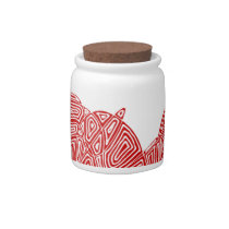 Red Scribbleprint Waves Candy Jar candy jars