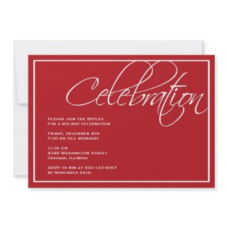 Red script Christmas celebration party invitation