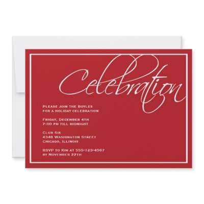 Red script Christmas celebration party invitation by FidesDesign