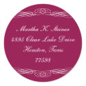 Red script elegant scroll holiday address label sticker