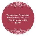 Red scroll Christmas custom holiday address label sticker