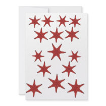 Red seastar collage, note card. personalized invitation