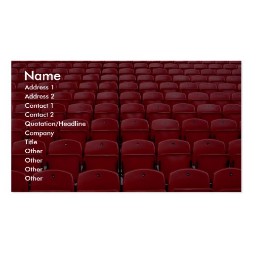 Red seats at football stadium business card template (front side)