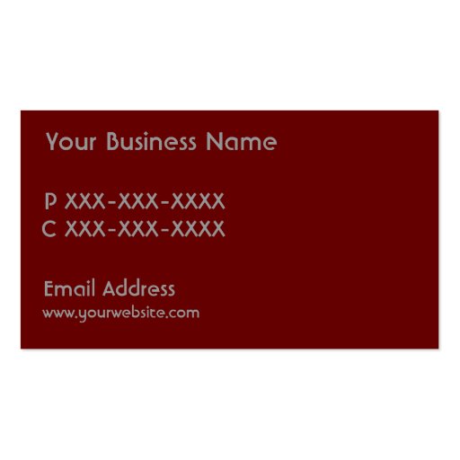 Red shades simple custom monogram business cards (back side)