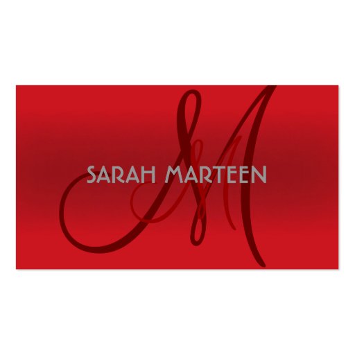 Red shades simple custom monogram business cards