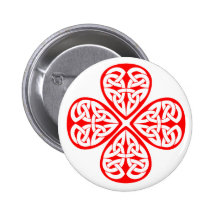 red shamrock celtic knot button