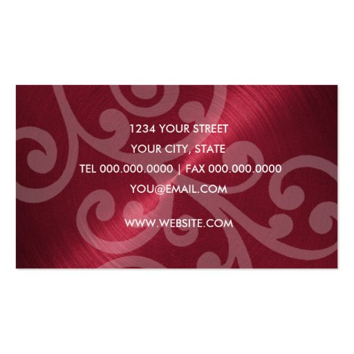 Red Sheen Business Card with Scroll (back side)