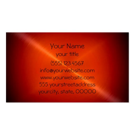 Red Shiny Stainless Steel Metal Business Card Templates (back side)