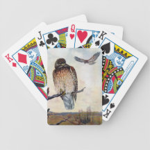 Red-shouldered Hawks Vintage Illustration Poker Deck