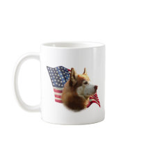 Red Siberian Husky Flag mugs by GreyWolfCreation Red Siberian Husky Flag mugs