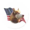Red Siberian Husky Flag - Sticker by GreyWolfCreation Red Siberian Husky Flag - Sticker