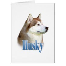 Red Siberian Husky Name Greeting Card