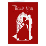 Red Silhouette Wedding Thank You Card