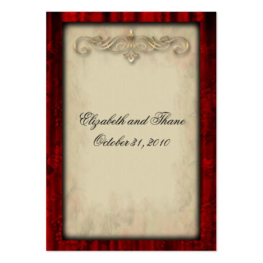 Red Silk and Parchment Goth Guest Table Business Card (back side)