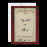 Red Silk and Parchment Gothic Wedding Invitation