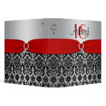 Red, Silver, and Black Damask Sweet 16 Binder