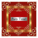 Red Silver Birthday Party Personalized Custom Invitation