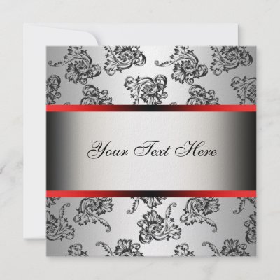 Party Invitations Templates on Red Silver Black Damask Party Invitation Template From Zazzle Com