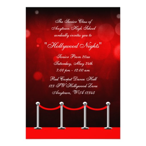 Red Silver Carpet Hollywood Prom Formal Invitation