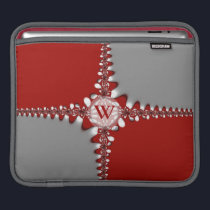Red & Silver Fractal Lace iPad Tablet Sleeve ipad sleeves