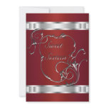 Red Silver Swirls Elegant Sweet Sixeen Invites