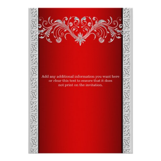 Red silver wedding anniversary floral custom invites