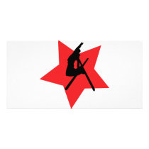 red ski jump icon photo cards