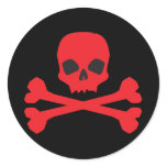 Red Skull and Bones Round Sticker