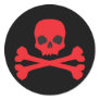 Red Skull and Bones Round Sticker