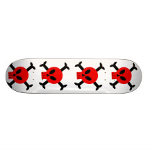 Red Skull And Crossbones Skateboard
