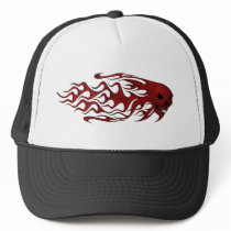 Red Skull Up In Flames Hat