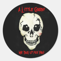 Red Skull We Dug Up Halloween Baking Stickers