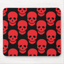 Red Skulls on Black mousepads