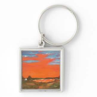 Red Sky At Night Abstract Painting Key Chain Small keychain