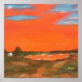 Red Sky At Night From Original Painting Poster print