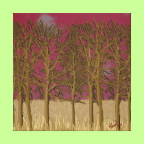 Red Sky, Dry Trees Stretched Canvas Print canvas prints
