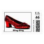 red slippers, Bling Bling Postage Stamp