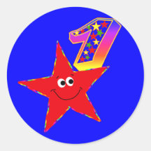 Red Smiley Star 1st Birthday Party Stickers