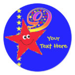 Red Smiley Star 9th Birthday Stickers